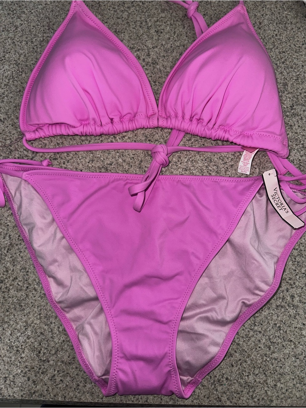 NWT Victoria’s Secret Bright Pink Triangle String Bikini XL Top L Bottom